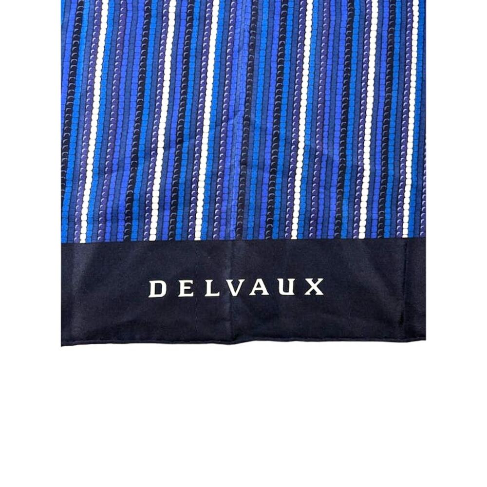 Delvaux scarf 100% silk France large square blue and white striped elegant